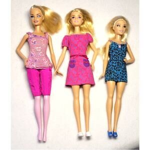 Lot 3 Barbie Dolls 1999-2015 Redressed Blonde Hair Blue Brown Eyes Outfits Shoes